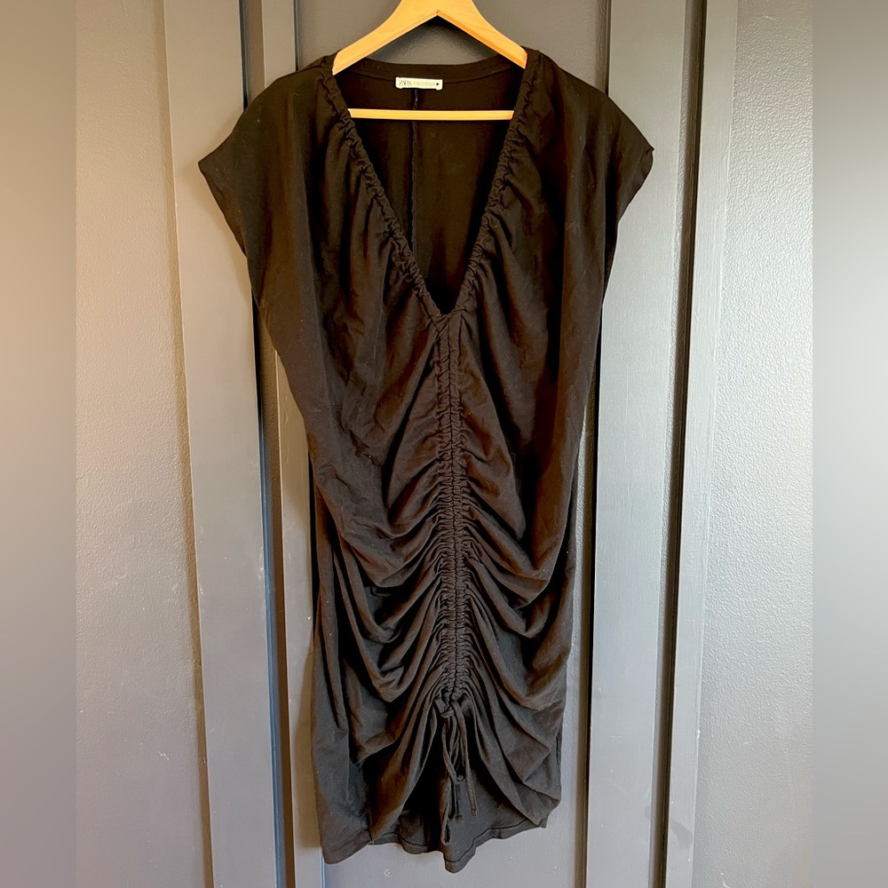 ZARA black ruched dress